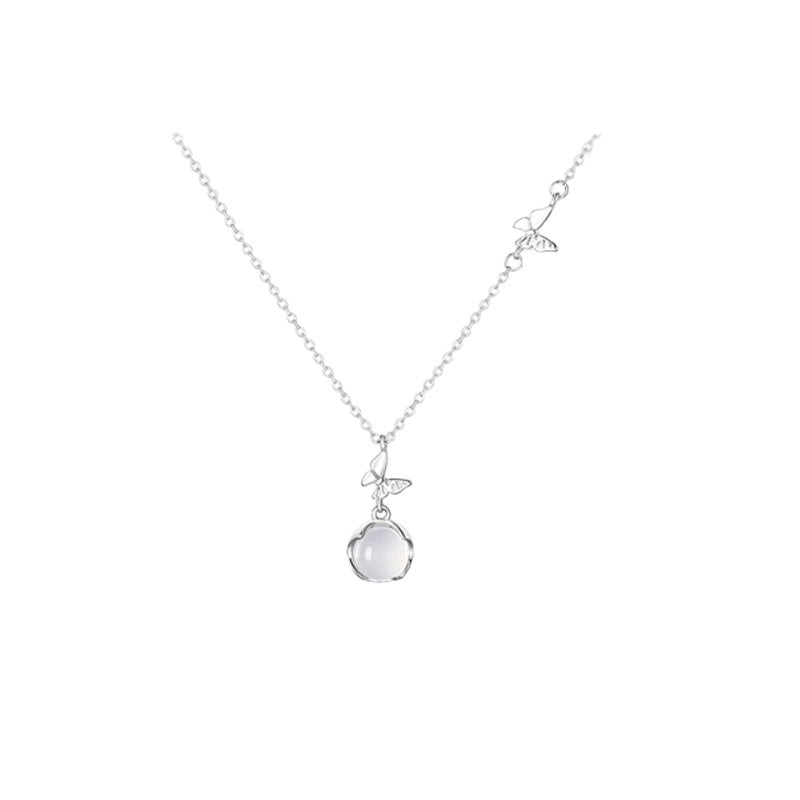 F廠【DQ0313N】足銀999輕奢小眾蝴蝶白玉髓項鍊女森系高級感純銀鎖骨鏈百搭 25.07-2