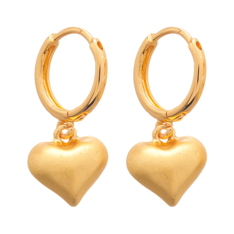 A廠【HE25257】金屬復古愛心拉絲耳環個性設計耳環女簡約時尚百搭耳環輕奢高級感 25.03-2