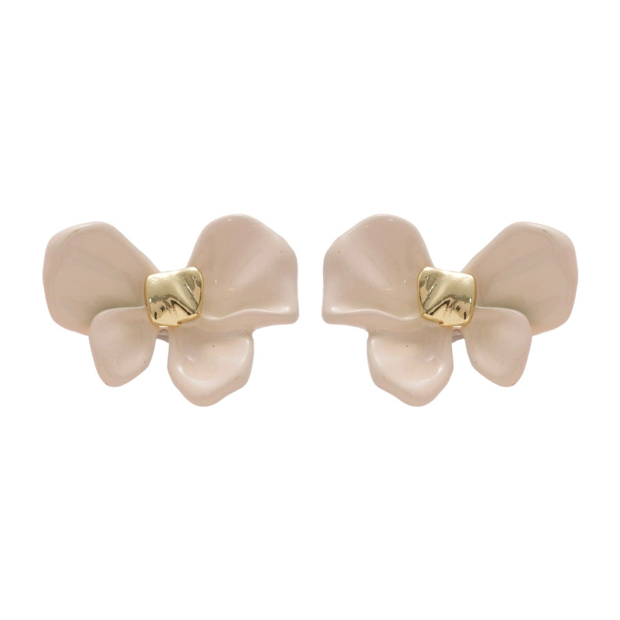 A廠【HE26450】925銀針滴油花朵耳環韓系甜美小清新氣質耳環時尚百搭耳飾設計感小眾 25.05-3