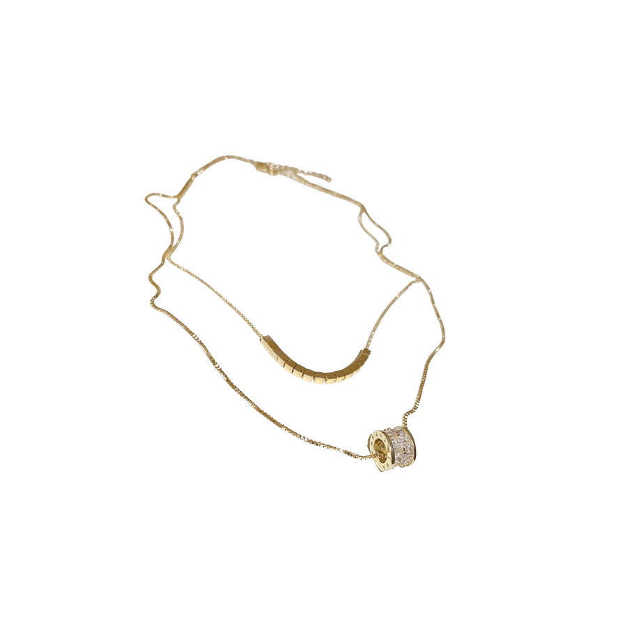 A廠【HN8522】18k真金電鍍鋯石雙層項鍊2025新款氣質百搭鎖骨鏈輕奢高級感頸鍊 25.04-3