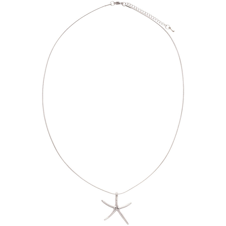 A廠【HN8387】極簡風銀色立體海星吊墜項鍊女百搭小眾鎖骨鍊ins冷淡風頸鍊配件 25.04-1