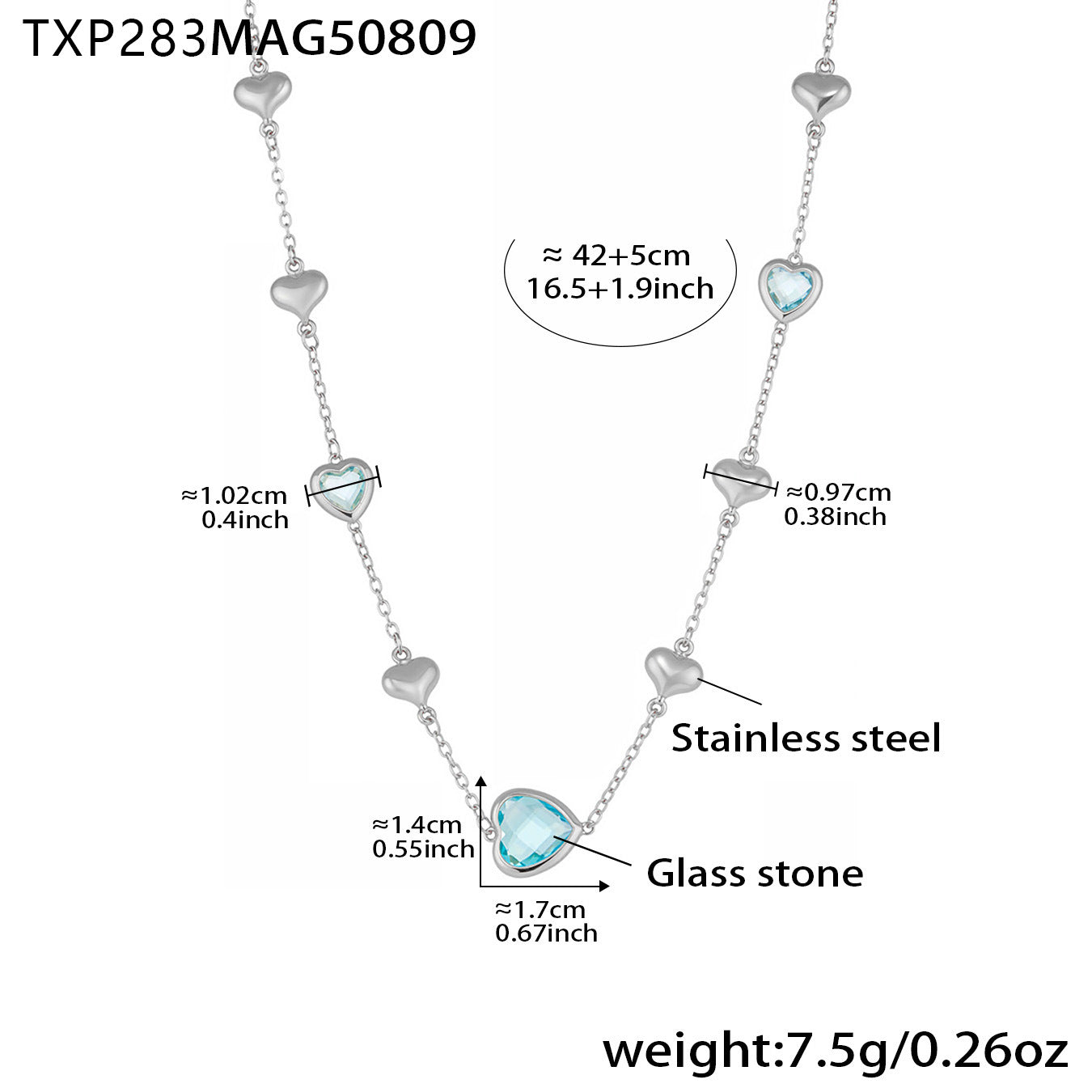 B廠【TXP283】珠寶新品切面玻璃石空心愛心項鍊不銹鋼鍍18k真金精美首飾 25.08-3