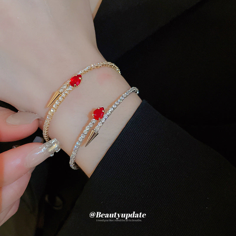 A廠【HB3278】鋯石蛇形錐子開口手鐲女小眾時尚輕奢氣質手環簡約百搭高級感手飾 24.11-4