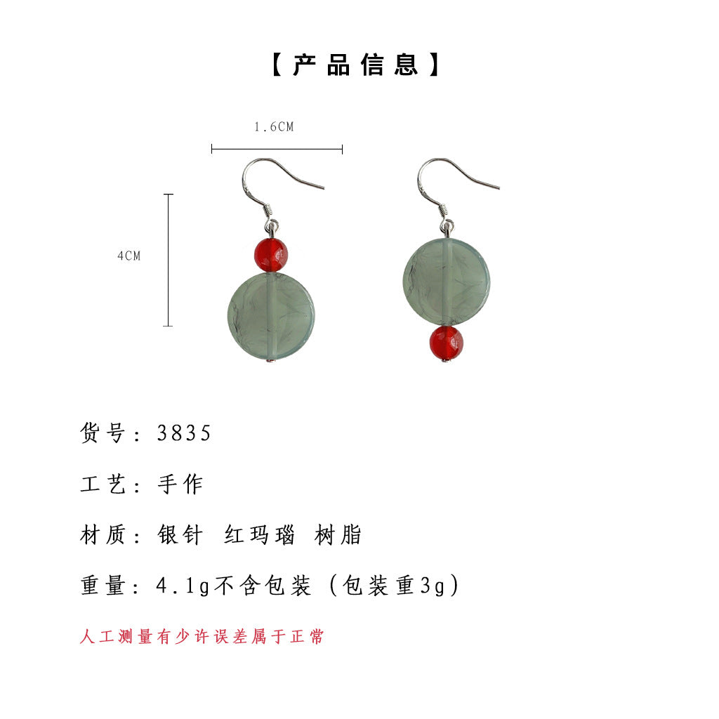 C廠【3835】新中式手工設計感原創設計不對稱暈染色手工耳環飾品 24.04-2