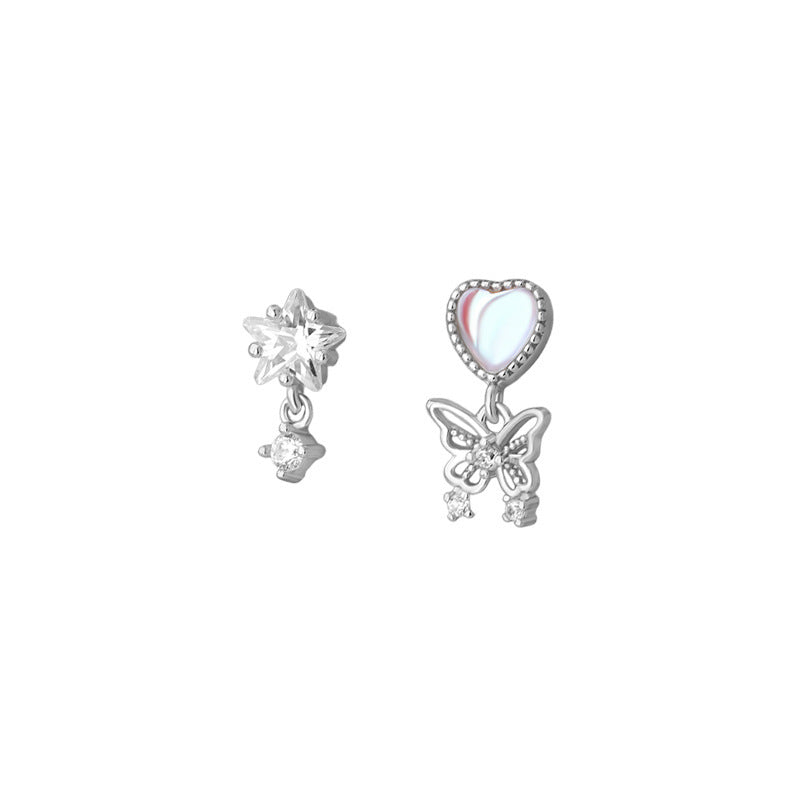 E廠【YC5980E】S925純銀不對稱愛心星星蝴蝶流蘇耳環女時尚個性耳骨耳飾
25.10-5