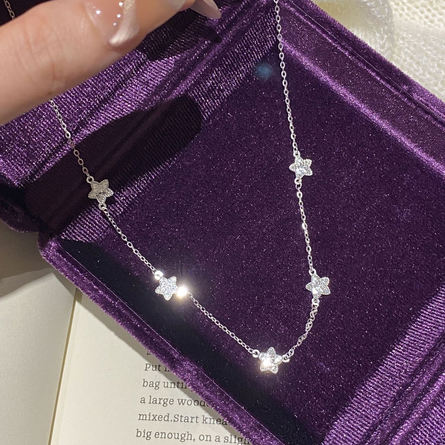 F廠【XDQ0045N】S925純銀韓版迷你星星項鍊女精緻爆閃CNC車花星形百搭鎖骨鏈
 25.10-5