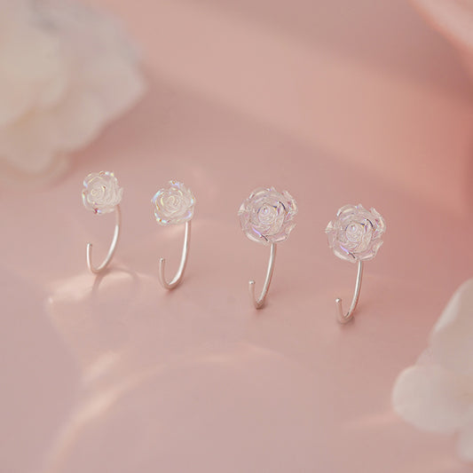 E廠【YC5317E】S999足銀玫瑰花耳環法式復古文藝療癒炫彩氣質小眾耳飾 25.06-3