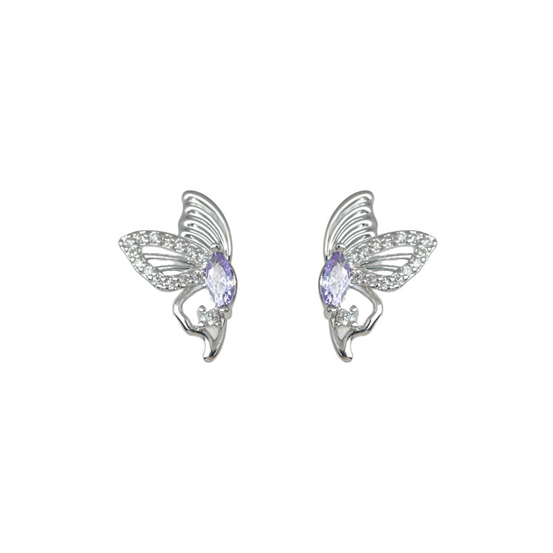 C廠【6809】蝴蝶~原創設計微鑲鋯石925銀針紫色甜美簡約高級感氣質優雅耳飾耳環
25.09-3