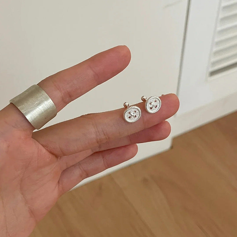 F廠【SE2417】S925純銀韓版小眾設計感紐帶耳環簡約時髦ins風百搭耳飾 25.05-5