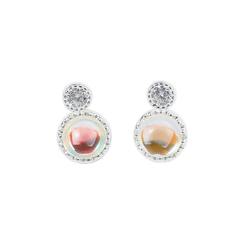 F廠【DQ10918E】S925純銀小眾設計海洋之心耳環女時尚幾何炫彩石精緻百搭耳環 25.05-4