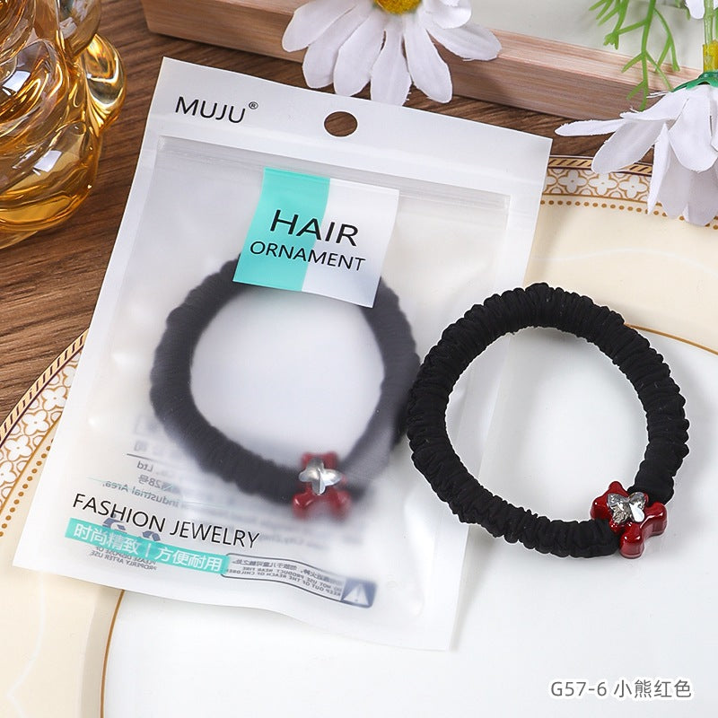 D廠【G57】髮飾輕奢蝴蝶鑽小熊髮繩精美袋裝皮筋褶皺小腸髮圈高馬尾頭繩 24.11-2「D廠-單筆結帳需滿,NT$600出貨(不含運費)」