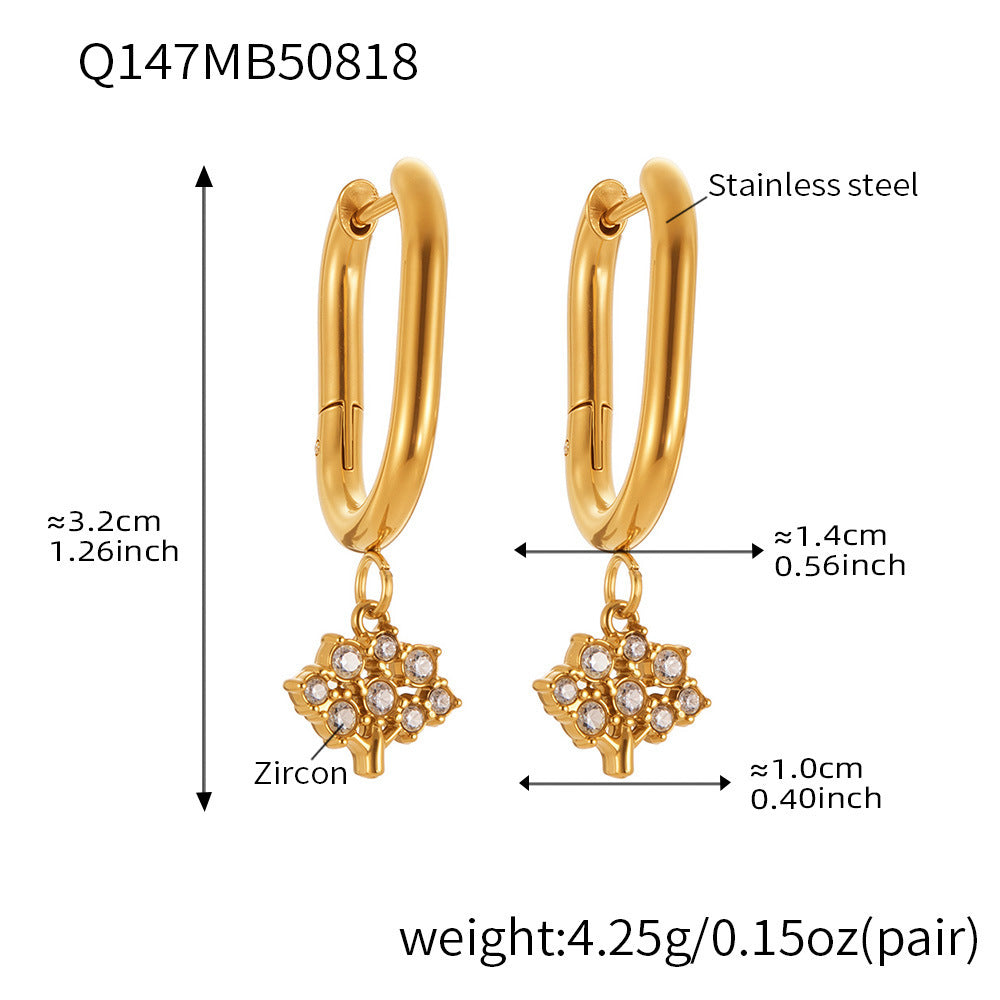 B廠【Q141】跨境新品不鏽鋼生命樹鑲鋯石耳環簡約輕奢風耳環鍍金不掉色 25.08-5
