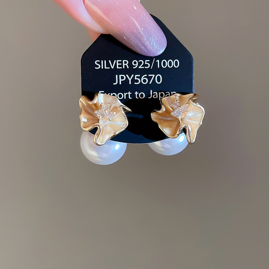 A廠【HE28949】鋯石花朵珍珠一款多戴耳環法式宮廷風耳環輕奢高級感耳墜耳飾
 25.10-4