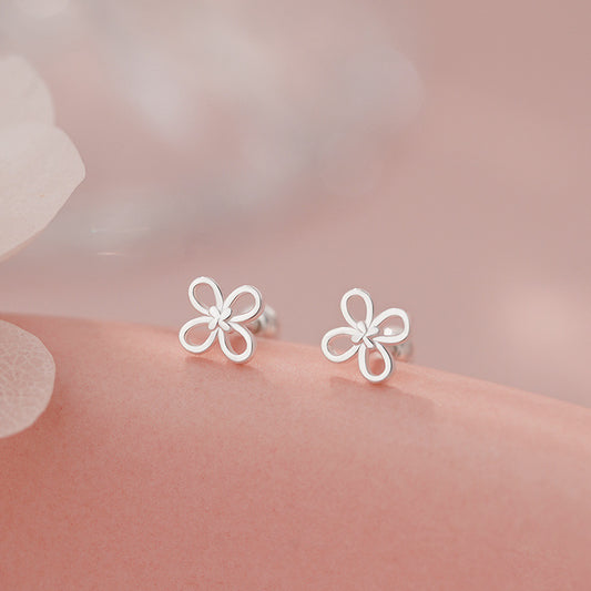 E廠【YC3948E】S999足銀四葉草螺絲耳環極簡清新文藝設計感小眾韓版耳飾 25.06-4