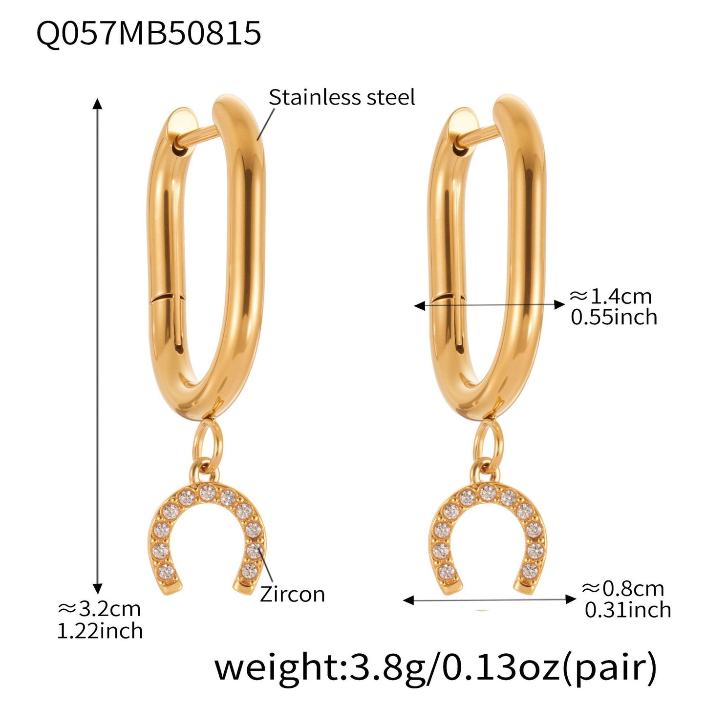 B廠【Q057】新品鑲鑽小馬蹄扣圓圈耳扣耳圈新潮氣質小巧通勤不銹鋼耳飾 25.08-5
