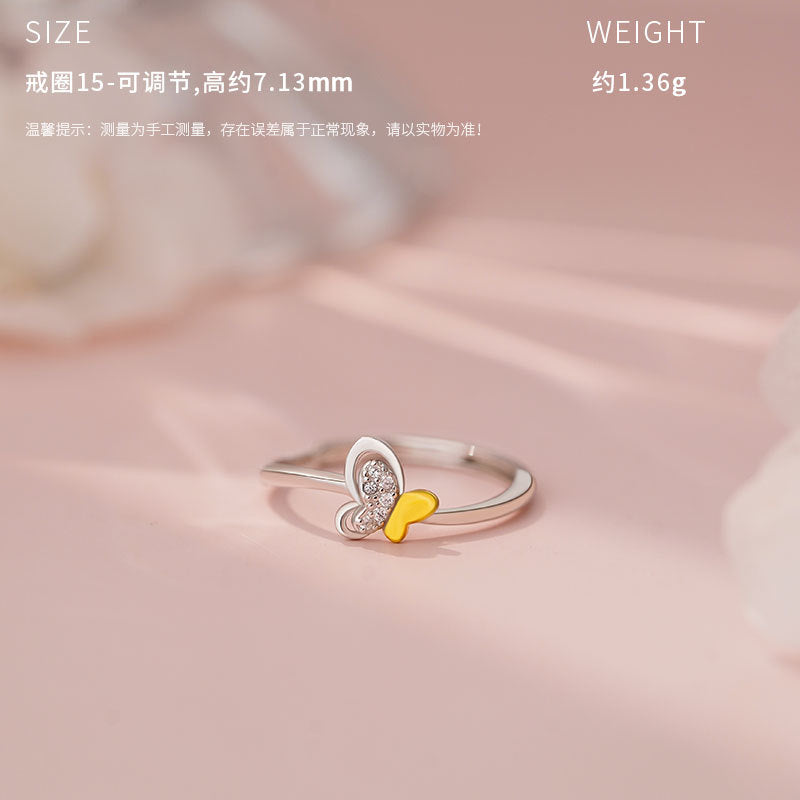 E廠【YC3578N】原創S999足銀蝶翼蛻光系列三件套清新韓風時尚獨特首飾 25.05-3