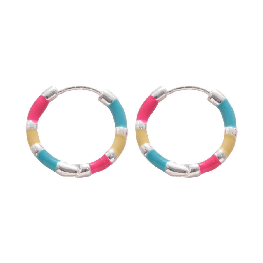 A廠【HE26451】彩色滴油圓圈扣女新中式復古簡約耳環輕奢高級感耳飾設計感小眾 25.05-3