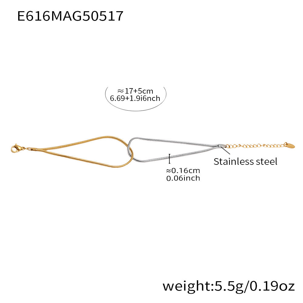 B廠【E616】歐美新款不鏽鋼雙層打結手鍊簡約個性百搭鎖骨鏈鍍18k真金 25.05-4