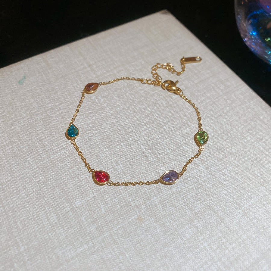 A廠【TB32】鈦鋼鋯石花朵幾何手鍊歐美ins小眾潮流百搭手環輕奢高級感手飾女 25.06-1