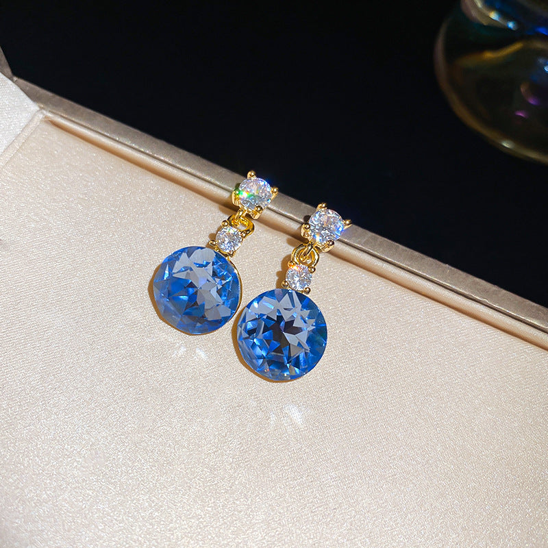 A廠【HE24877】925銀針鋯石鑲鑽圓形吊墜耳環女復古小眾精緻耳環輕奢高級感耳飾 25.02-3