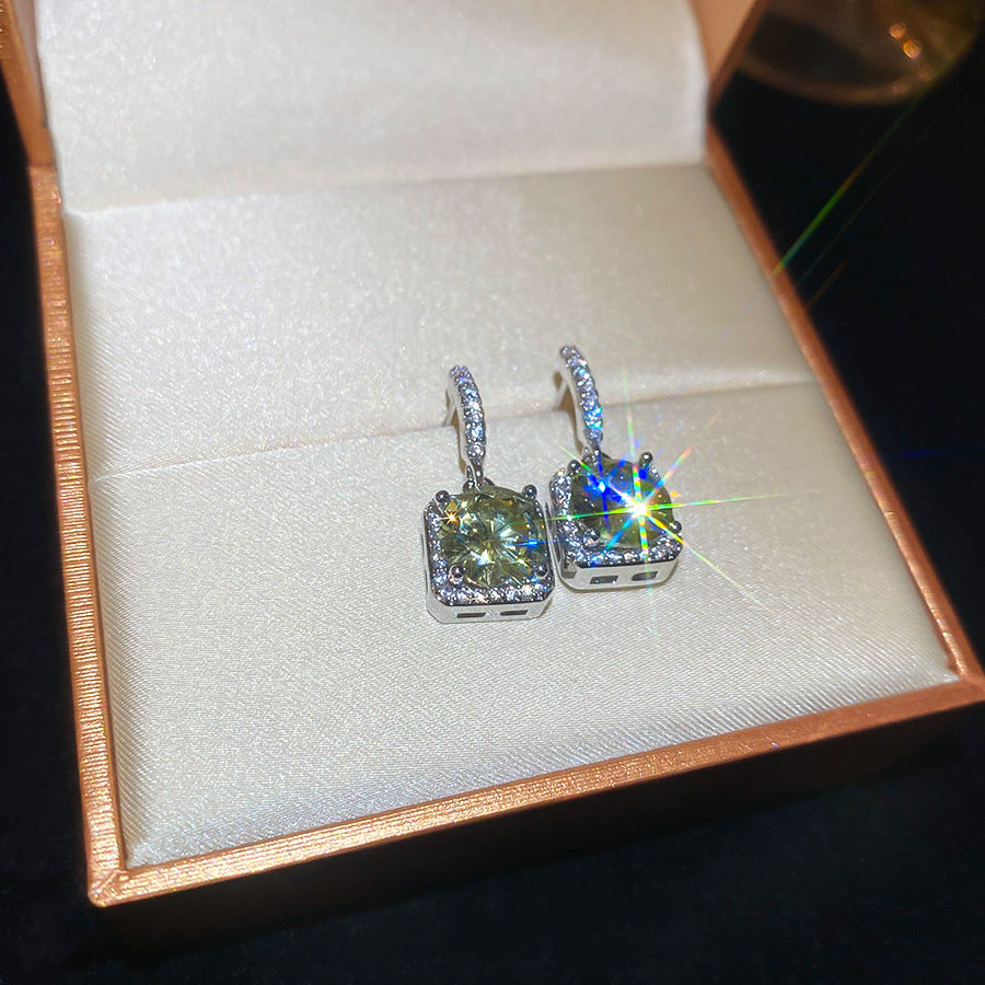 A廠【HE25640】18k真金電鍍925銀針鋯石方形耳環輕奢高級感耳環簡約耳飾設計感小眾 25.04-1