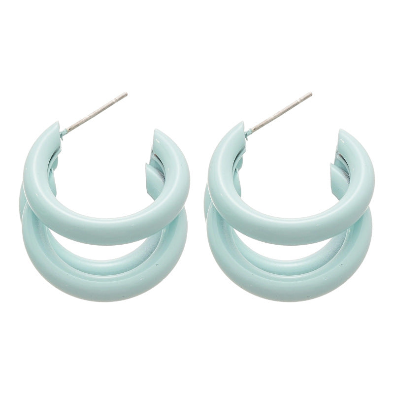 A廠【HE25345】925銀針噴漆C型耳環韓系溫柔甜美氣質百搭耳環高級感耳飾設計感小眾 25.03-3