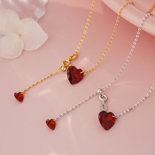 E廠【YC0031N】S925純銀時尚愛心鋯石項鍊女個性簡約甜酷風新款鎖骨鏈 25.06-2