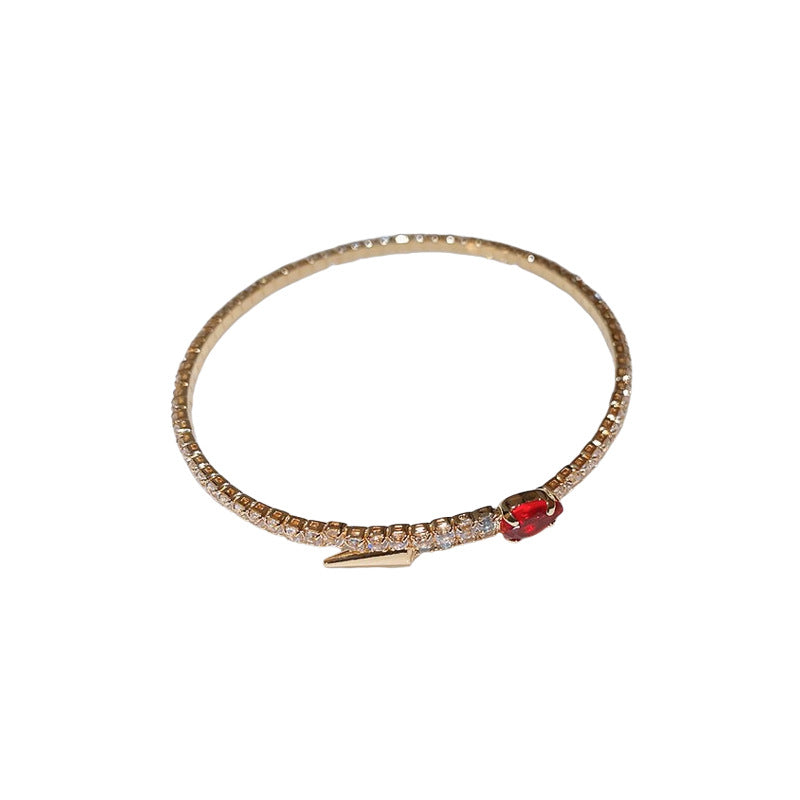 A廠【HB3278】鋯石蛇形錐子開口手鐲女小眾時尚輕奢氣質手環簡約百搭高級感手飾 24.11-4