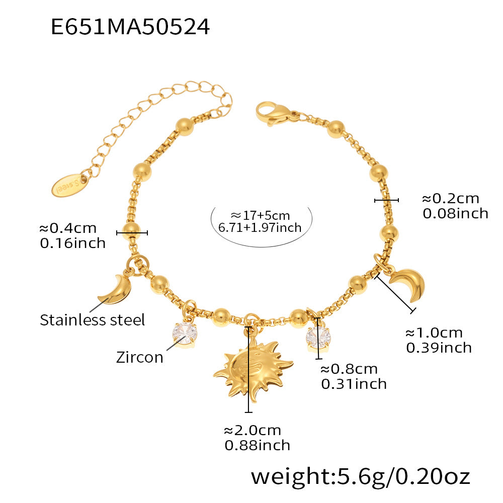 B廠 【E638】INS風不鏽鋼18k真金5A鋯石幾何多配件DIY手鍊腳鍊夏日飾品 25.06-1
