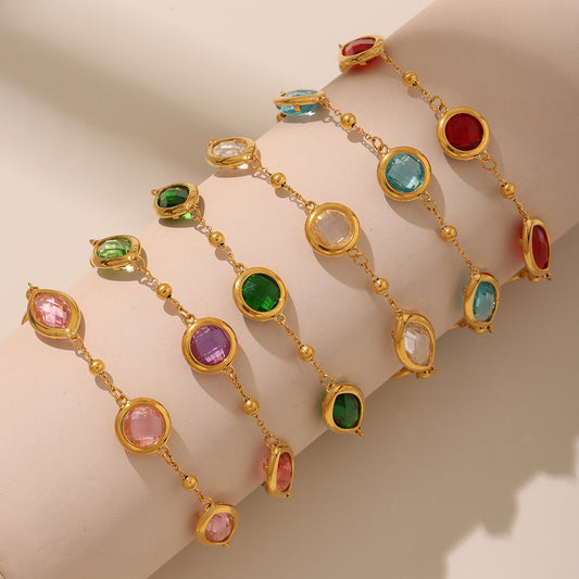 B廠【TXE285】超閃透亮捷克玻璃圓環手鍊氣質優雅高級女士珠寶不鏽鋼飾品 25.06-2