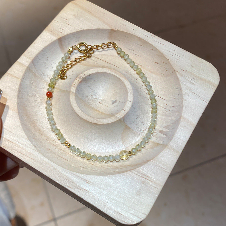 A廠【HB3607】天然南紅黃水晶串珠手鍊輕奢古風小清新手串新中式高級感手飾 25.03-4