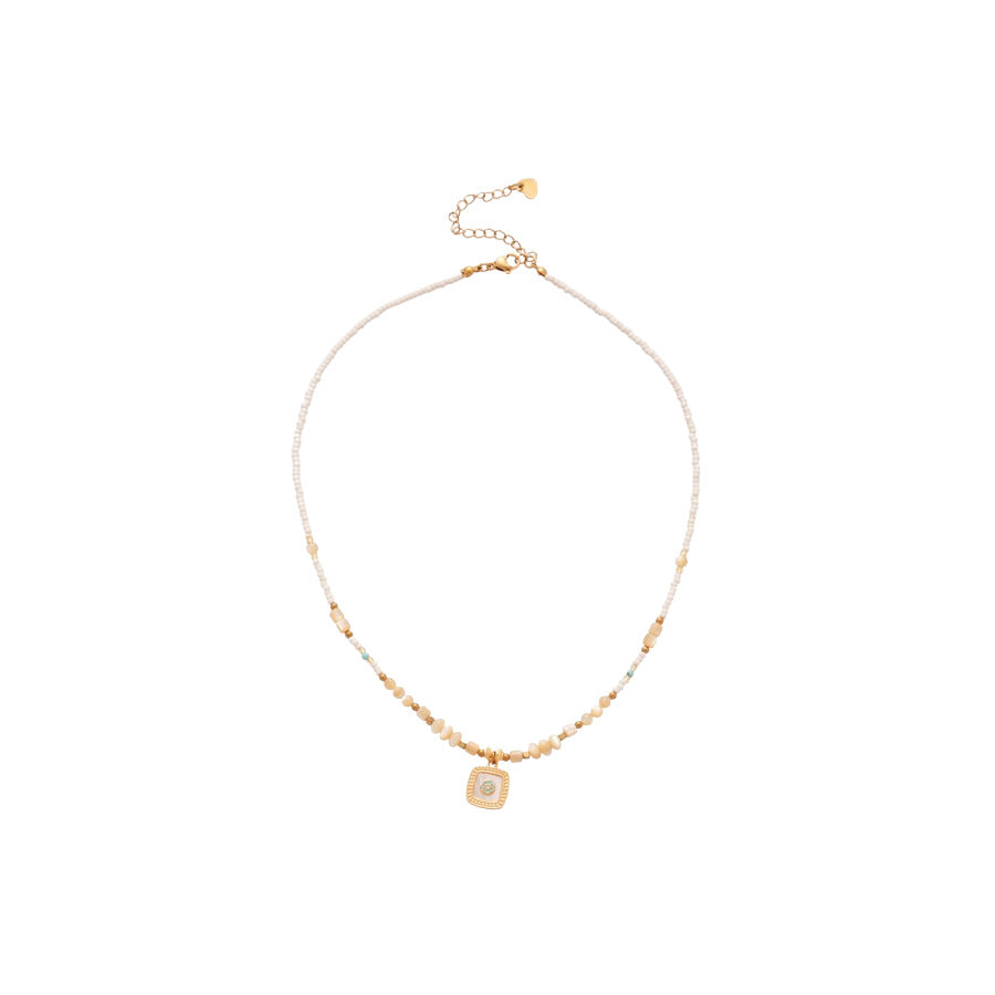 A廠【HN10553】水晶串珠貝殼方形吊墜項鍊復古優雅氣質百搭鎖骨鏈輕奢小眾頸鍊飾
25.11-2