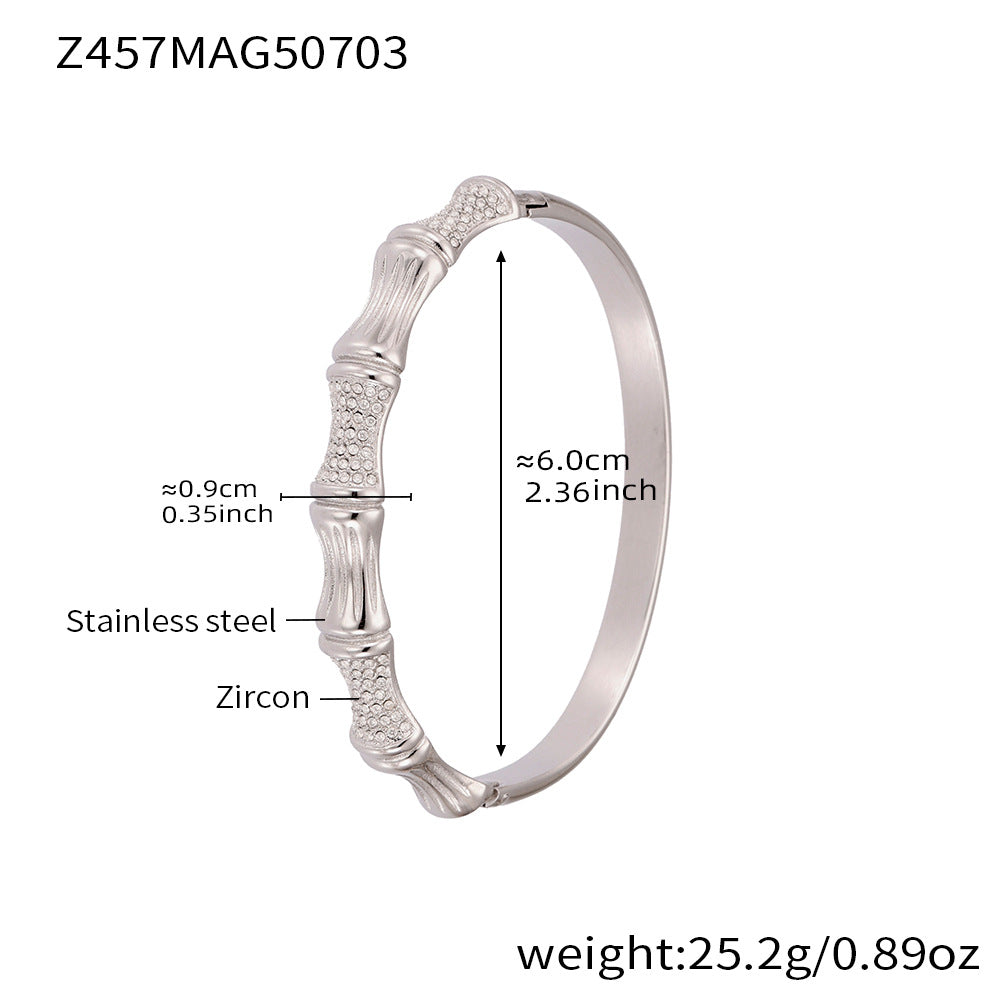 B廠【Z454】滿鑽5A鋯石卡扣高品質超閃手環組合不鏽鋼鍍18k真金不掉色 25.07-3
