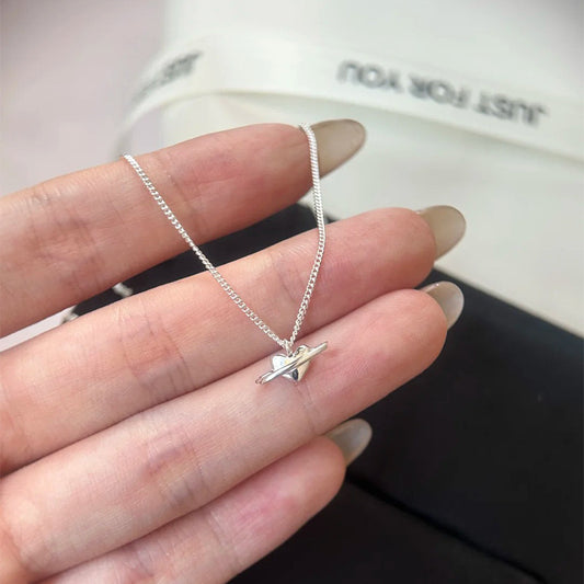 F廠【DQ1706N】韓版ins風小眾簡約愛心星球項鍊S925純銀氣質高級感鎖骨鍊女 25.03-2