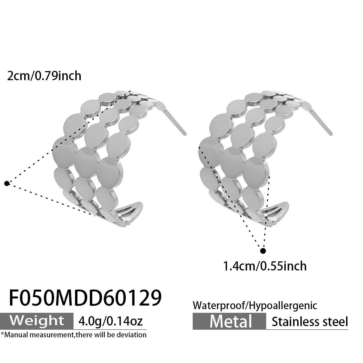 B廠【F050】歐美ins風小眾設計感C型圓片耳環簡約輕奢時尚百搭跨國不鏽鋼耳飾
26.02-1