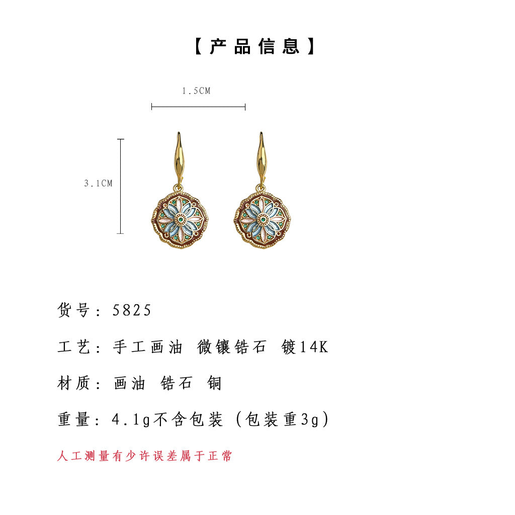 C廠【5825】金色莫奈耳環 中古風國潮鍍14K保色耳墜輕奢2025新款爆款耳環 25.04-1