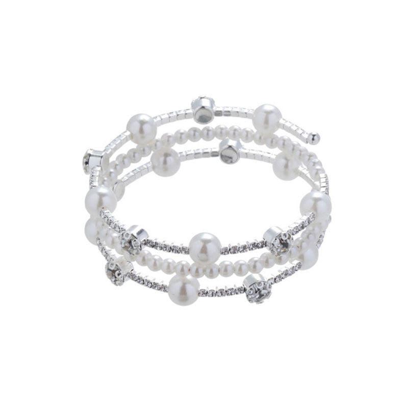 A廠【HB2307】珍珠鑲鑽多層手鐲法式簡約設計感手環輕奢冷淡風個性百搭手飾 24.05-1