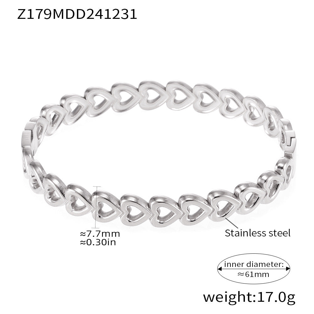 B廠【Z179】鏤空愛心拼接手環女時尚不鏽鋼PVD鍍18K真金不掉色 25.01-2