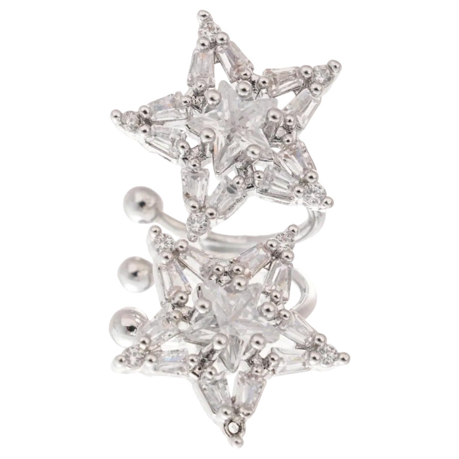 A廠【HE25696】鋯石星星耳夾精緻輕奢無耳洞耳骨夾耳環女時尚氣質耳環小眾高級感 25.04-1