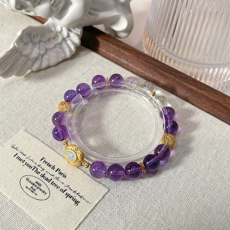 C廠【vsl1803】紫水晶白水晶手鍊 24.04-4「需2件起批」