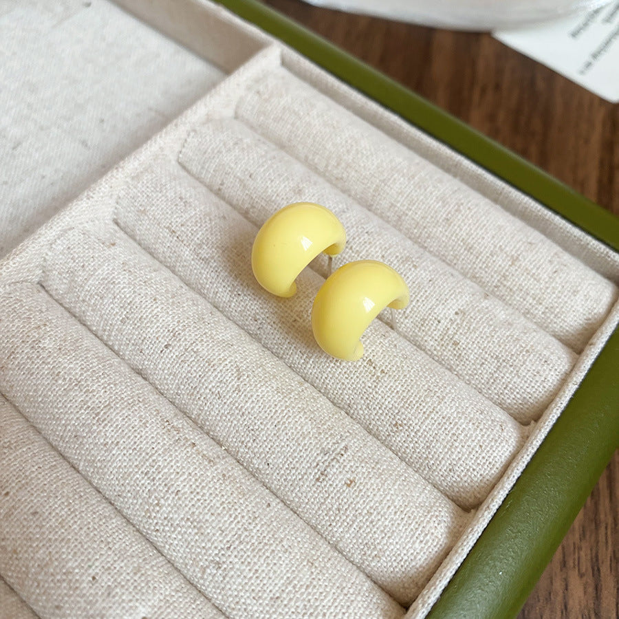 A廠【HE25500】925銀針多巴胺糖果色C型耳環夏日清新耳環女簡約氣質耳飾設計感小眾 25.03-4