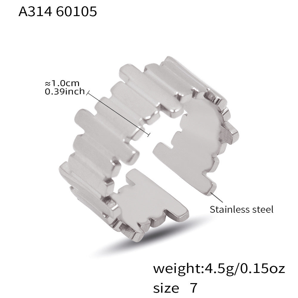 B廠【A314】歐美ins小眾設計不規則長條幾何開口戒指不鏽鋼鍍18k真金個性戒指
26.01-1