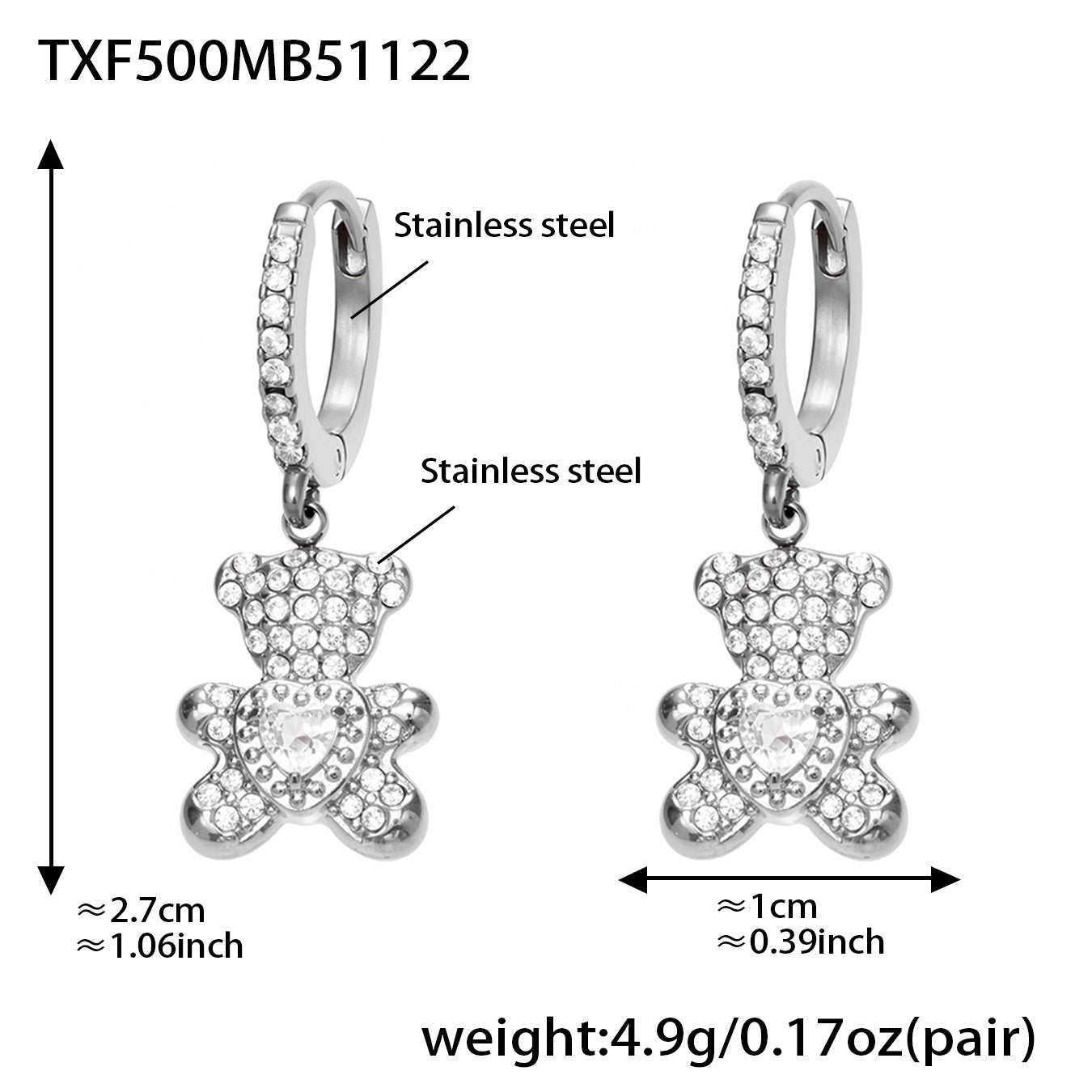 B廠【TXP500】不銹鋼5A鋯石滿鑽小熊蝴蝶結愛心多配件吊墜項鍊手鍊耳環首飾套裝
25.11-4