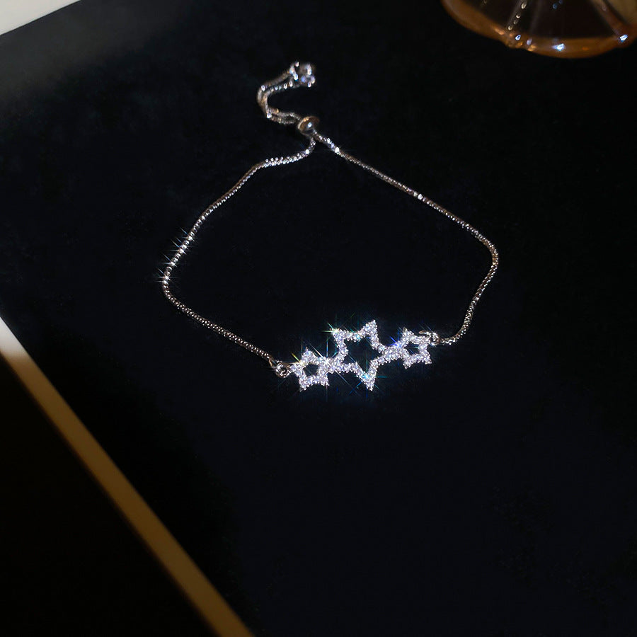 A廠【HB3619】不規則鋯石星星可調式手鍊輕奢高級感手環精緻時尚氣質百搭手飾女 25.03-3