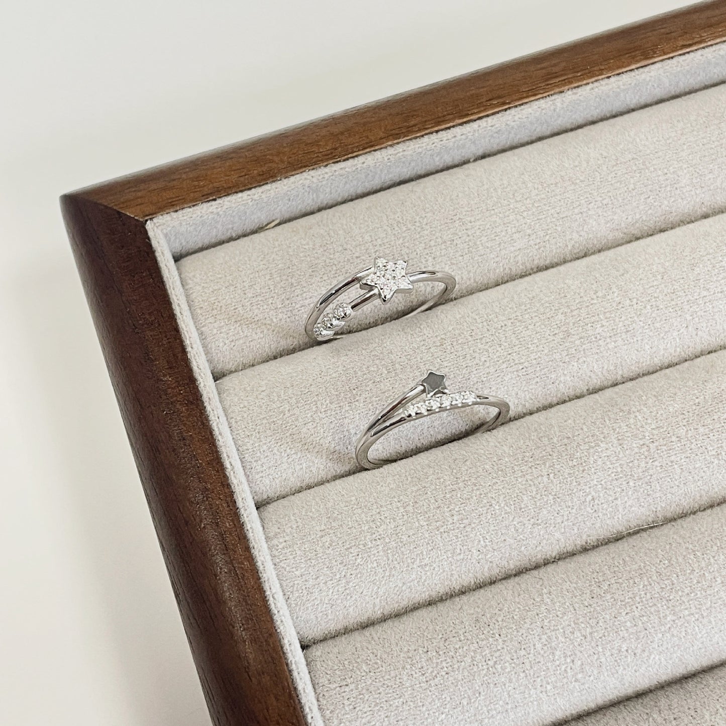 F廠【DQ8325R】ins輕奢小眾星星閃鋯戒指女小清新高級感疊戴五角星開口指環 25.02-4