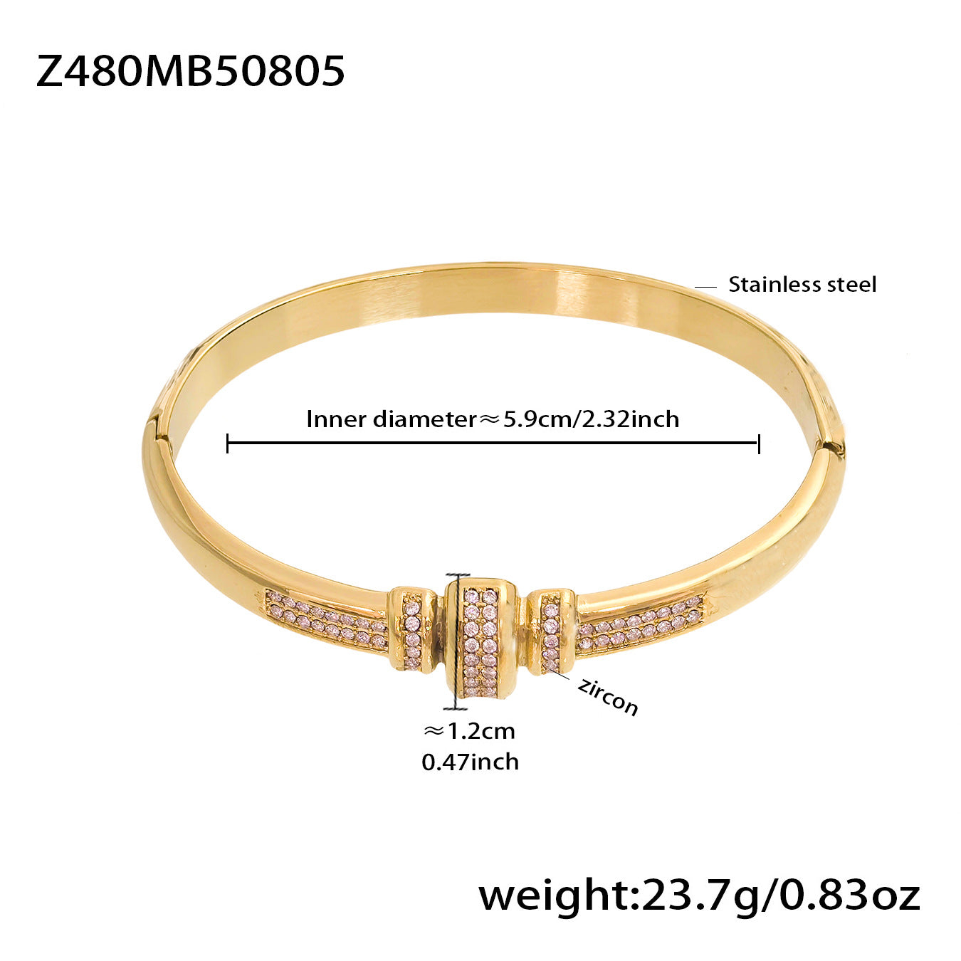 B廠【Z480】歐美新款飾品不鏽鋼竹節滿鋯石卡扣手鐲幾何交叉手鐲不掉色 25.08-3
