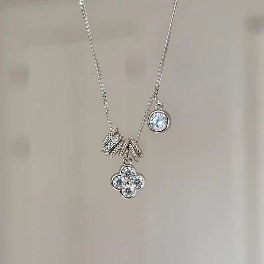 F廠【DQ1216N】法式輕奢幸運四葉草閃鑽項鍊女S925純銀氣質鋯石路路通鎖骨鏈
 25.09-2