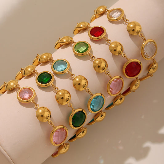 B廠【TXE286】超閃透亮捷克玻璃圓環手鍊氣質優雅高級女士珠寶不鏽鋼飾品 25.06-2