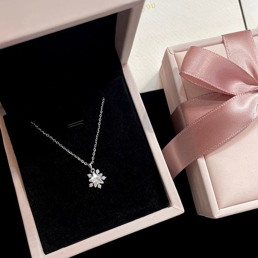 F廠【DQ2095N】S925純銀小眾精緻星光雪花項鍊女時尚輕奢星形閃鋯ins鎖骨鏈 25.03-2