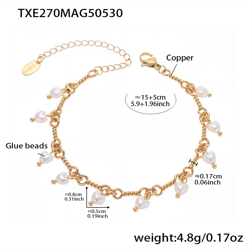 B廠【TXP270】歐美飾品手工串珠膠珠流蘇手鍊項鍊組環保銅材質鍍18k金 25.06-1